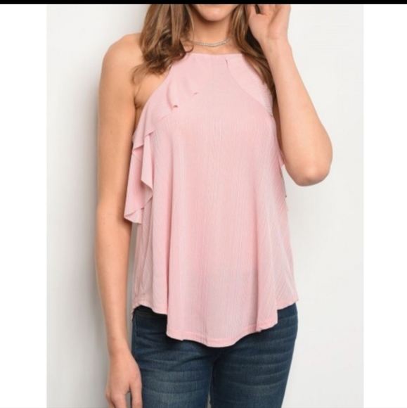 Rose Colored Ruffle Tank Top - Picture 2 of 5